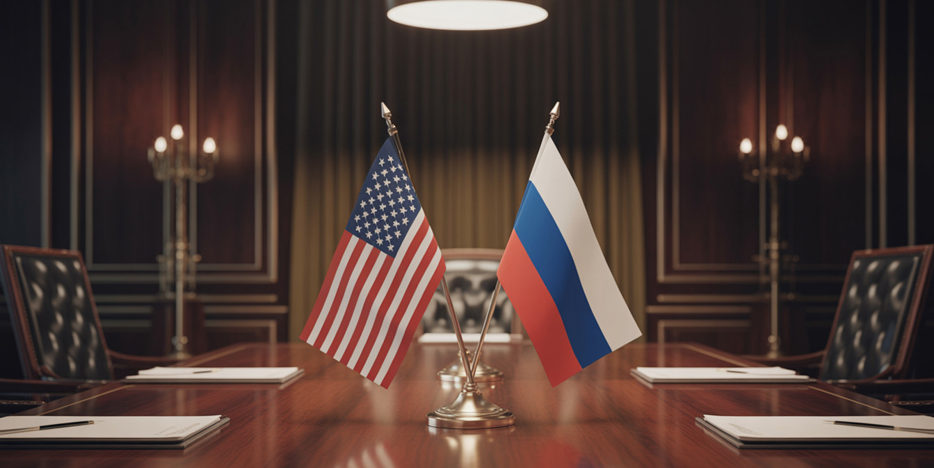 Флаги США и России