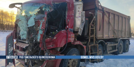 В Гомельском районе грузовик врезался в остановку – водитель госпитализирован